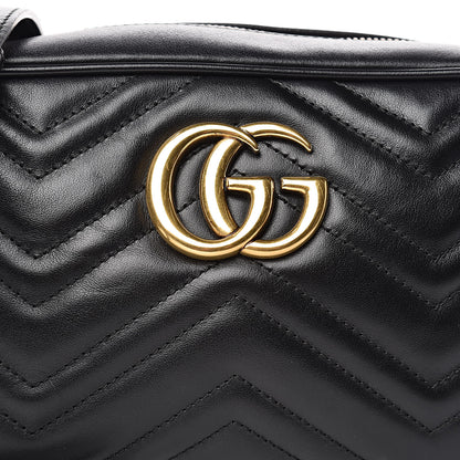 Gucci Calfskin Matelasse Small GG Marmont Chain Shoulder Bag Black 10 of 14