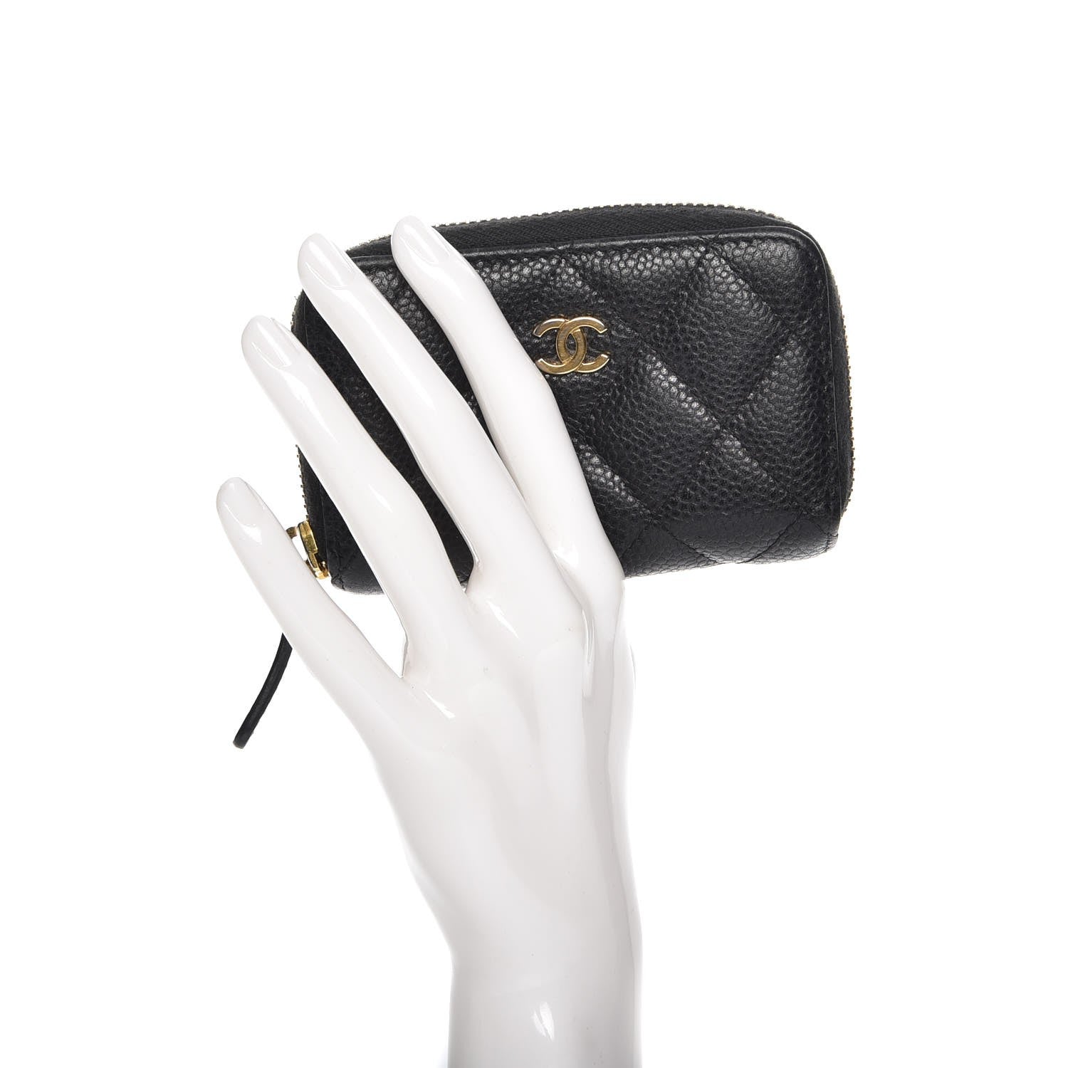 Chanel Caviar Quilted Zip Coin Purse Black 2 of 7