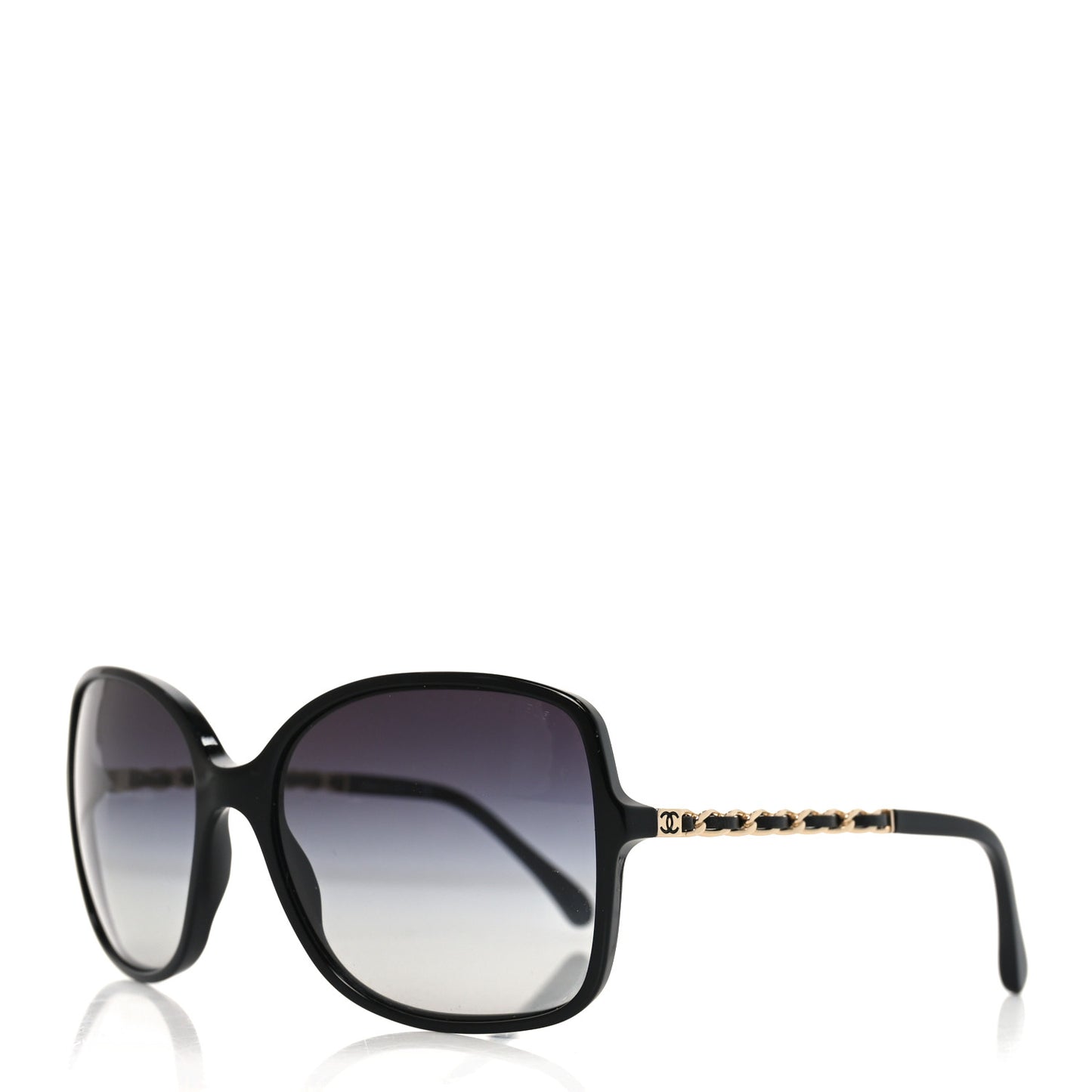 Lambskin Square Chain Sunglasses 5210-Q Black