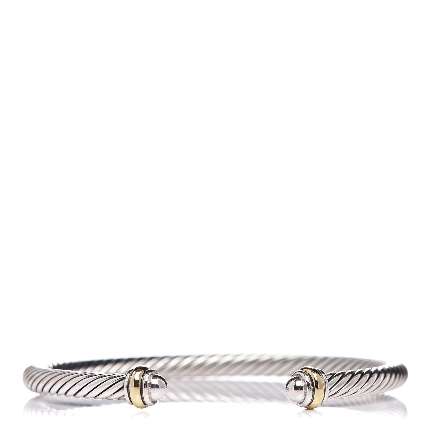 David Yurman Sterling Silver 18K Yellow Gold 4mm Cable Classics Bracelet 1 of 5