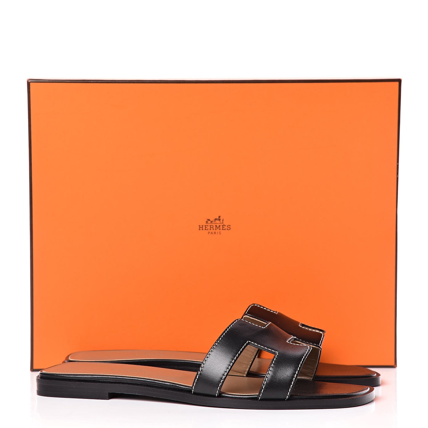 Box Calfskin Oran Sandals 36.5 Black