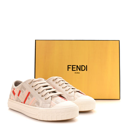 Fendi Kuban Canvas FF Womens Domino Low Top Sneakers 38.5 Grezzo Multicolor Rosa 9 of 9
