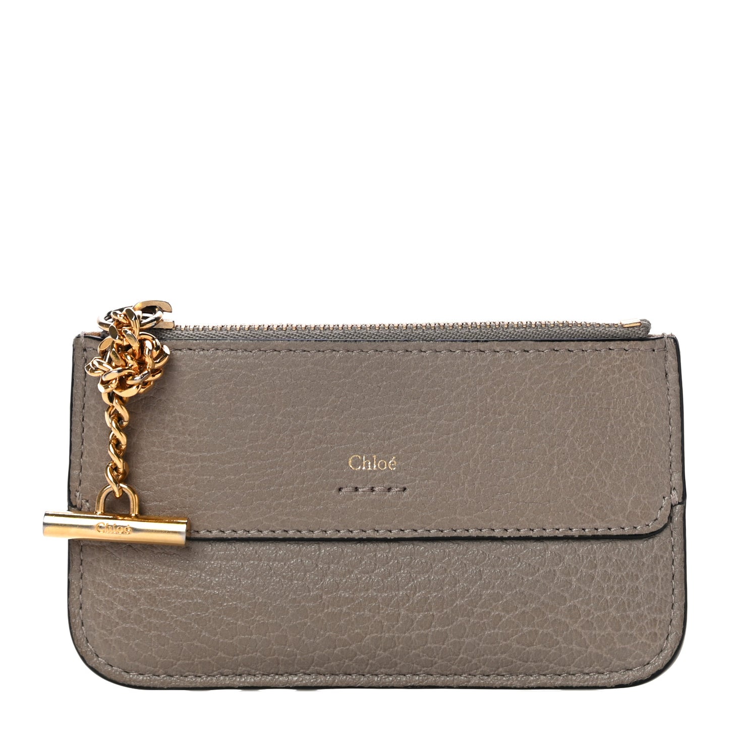 Grained Calfskin Drew Card Holder Motty Grey