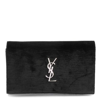 Saint Laurent Velvet Monogram Chain Wallet Black 1 of 8