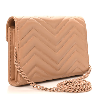 Gucci Calfskin Matelasse Monochrome GG Marmont Chain Wallet Camelia 3 of 11