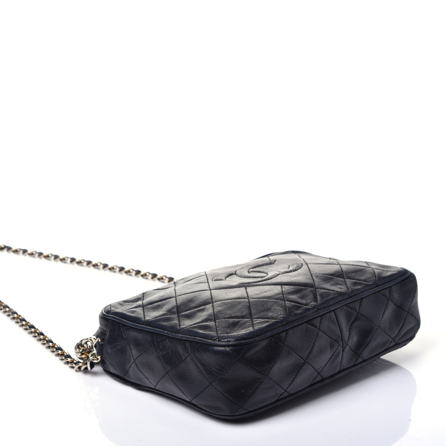 Lambskin Quilted CC Tassel Camera Case Navy