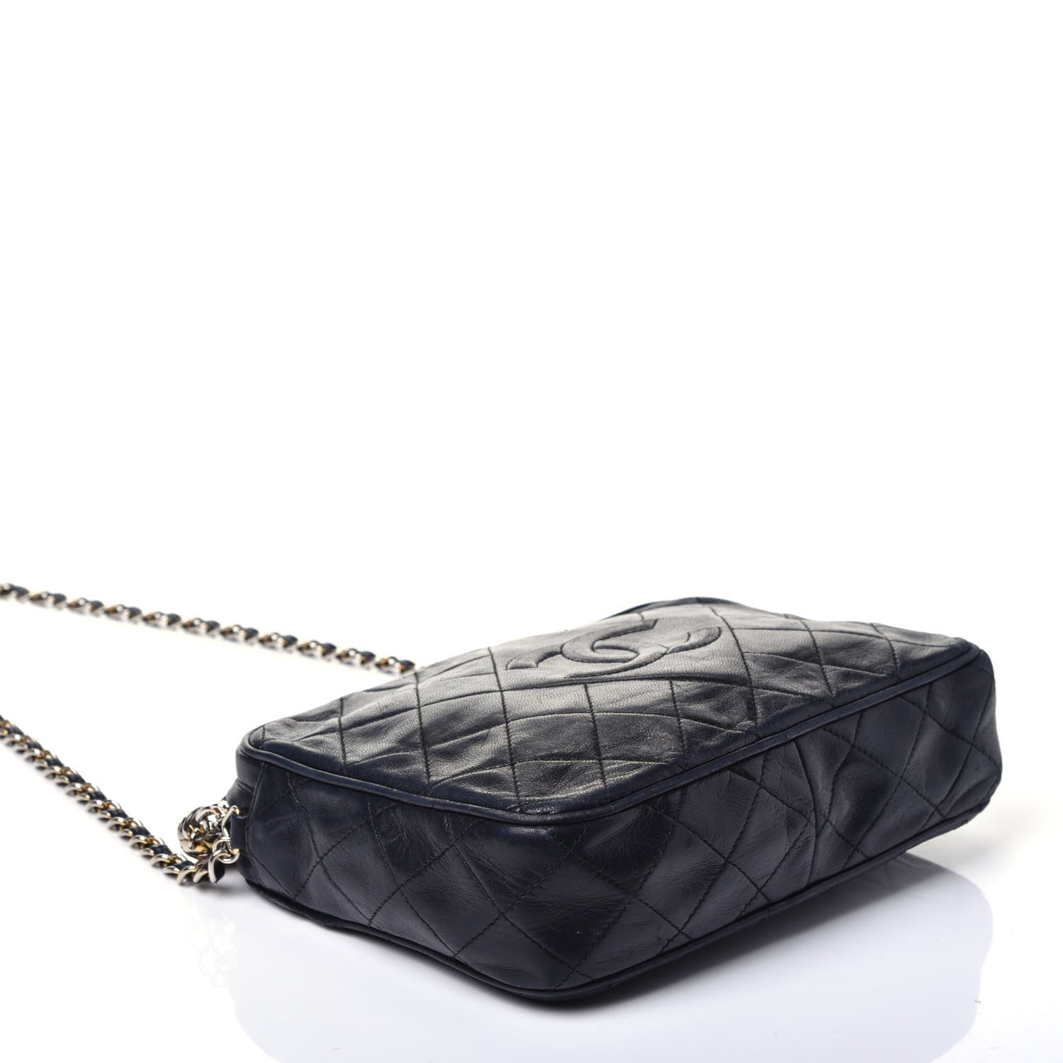 Chanel Lambskin Quilted CC Tassel Camera Case Navy 3 of 8