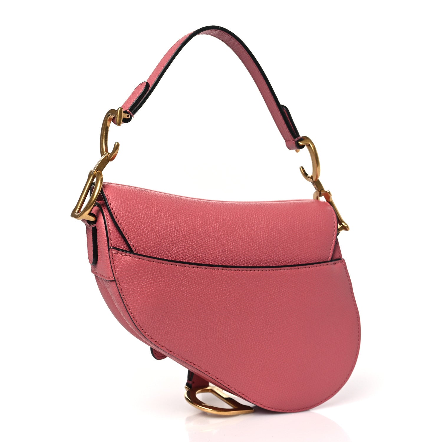 Christian Dior Grained Calfskin Mini Saddle Bag Pink 3 of 10
