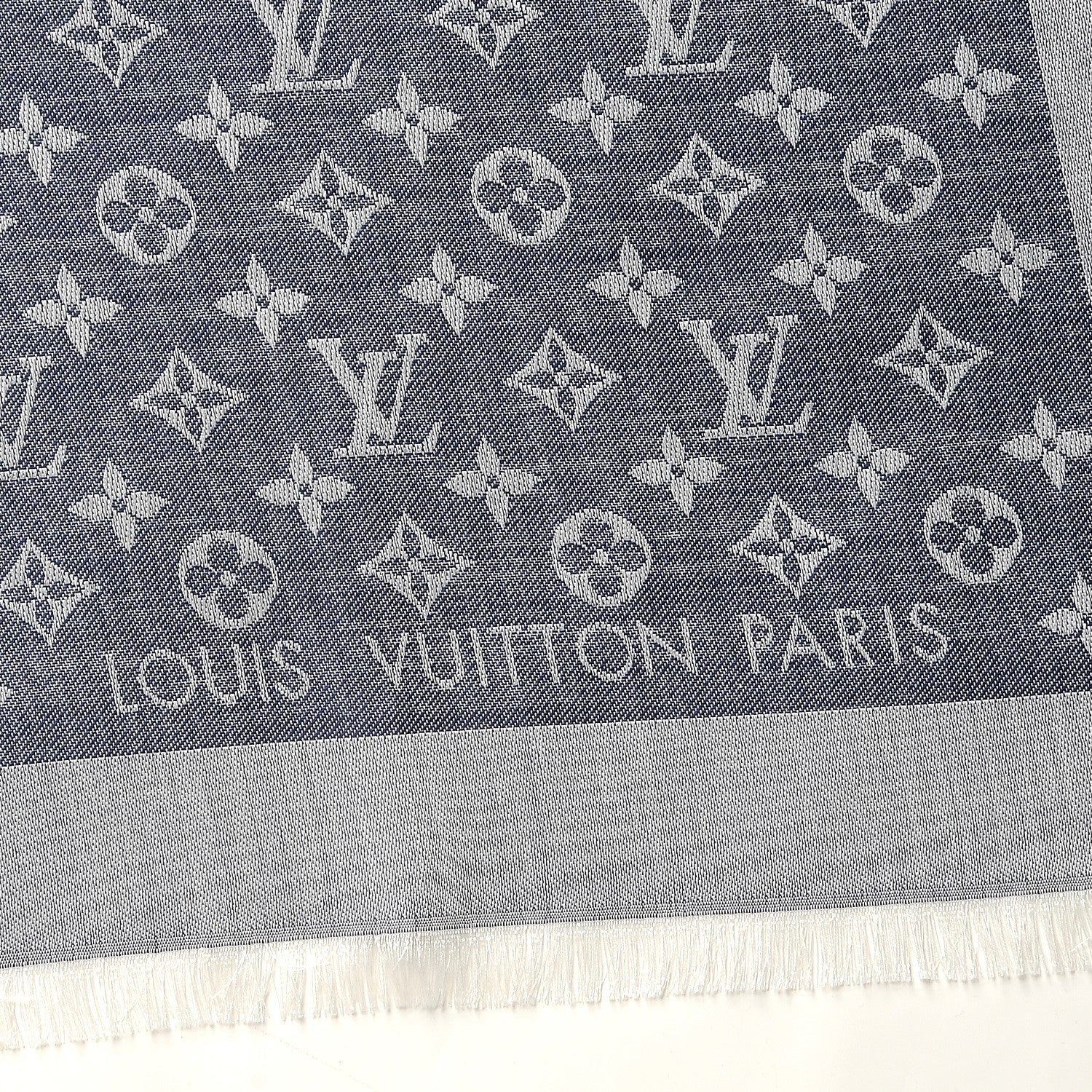 Louis Vuitton Wool Silk Monogram Denim Shawl Blue 3 of 6