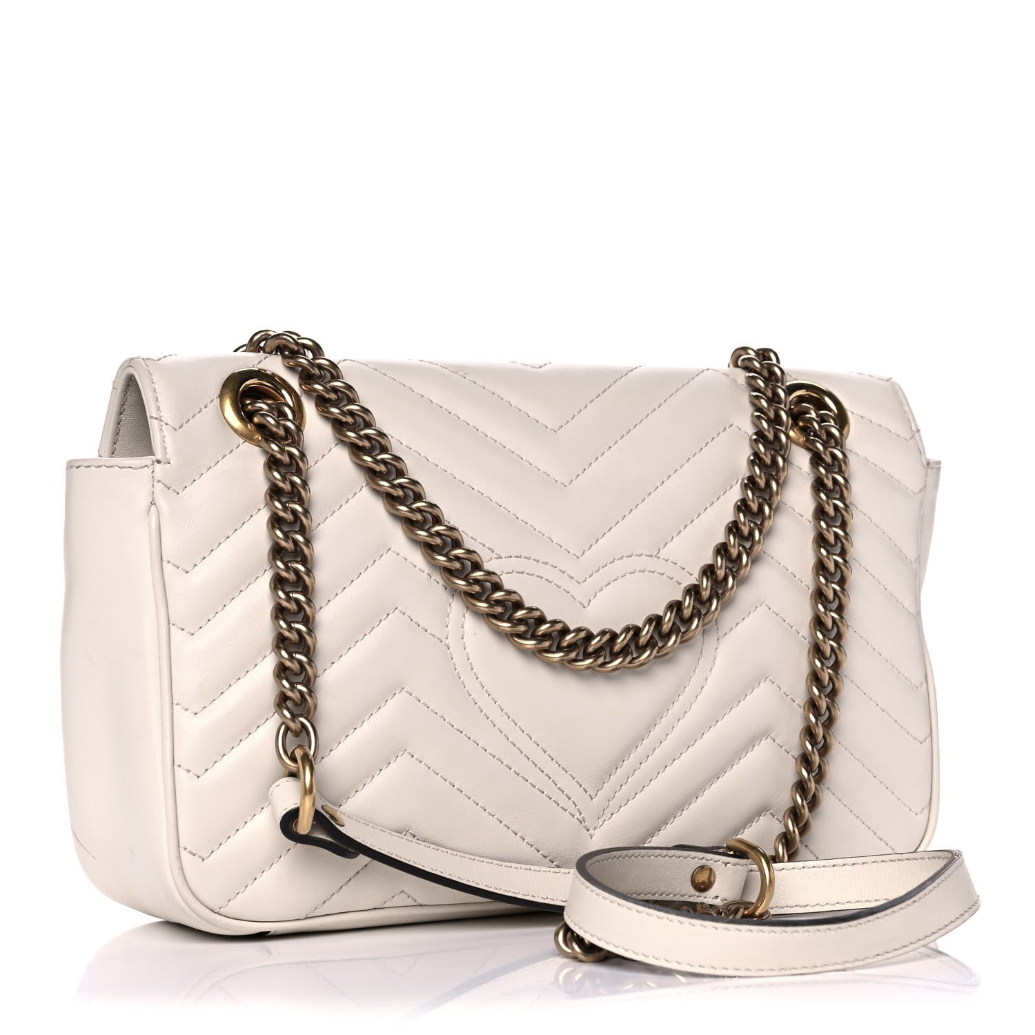 Gucci Calfskin Matelasse Small GG Marmont Shoulder Bag White 3 of 20