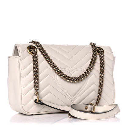 Gucci Calfskin Matelasse Small GG Marmont Shoulder Bag White 3 of 20