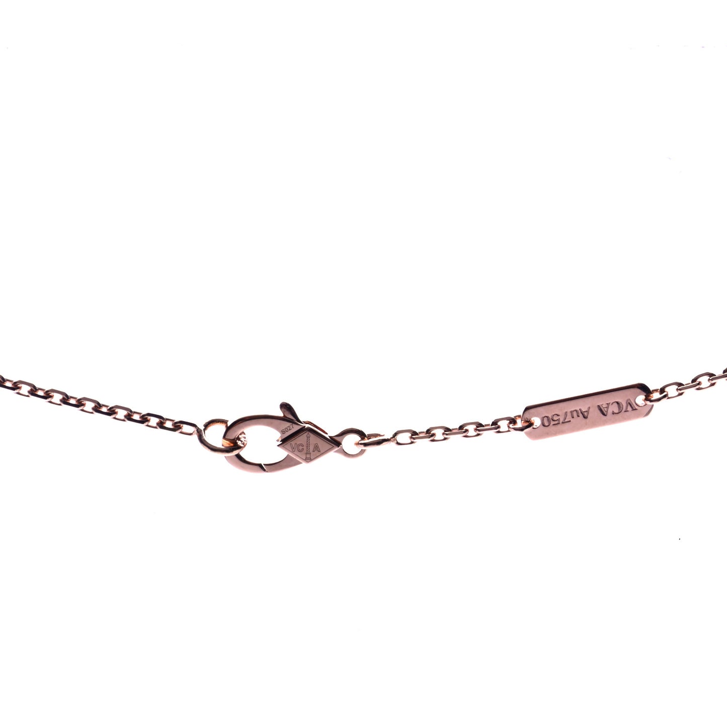 18K Rose Gold Gray Mother of Pearl Vintage Alhambra Pendant Necklace