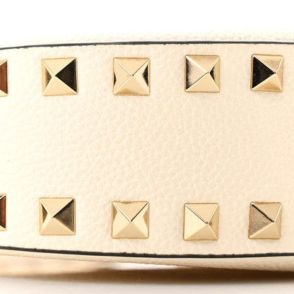 Valentino Garavani Grainy Calfskin Small Rockstud Hobo Ivory 8 of 9