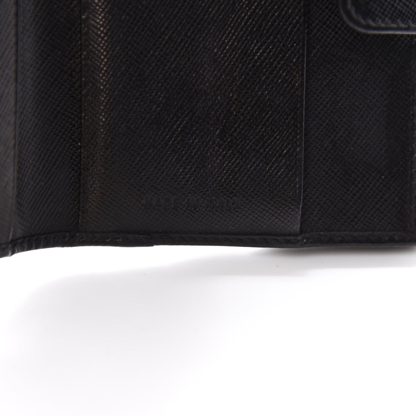 Saffiano Metal French Flap Compact Wallet Black