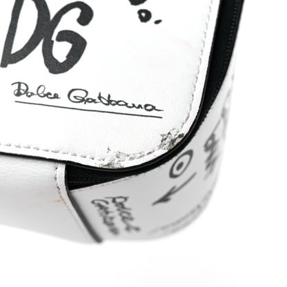 Dolce & Gabbana DOLCE & GABBANA Calfskin DG Graffiti Print Top Handle Bag White Black 11 of 13