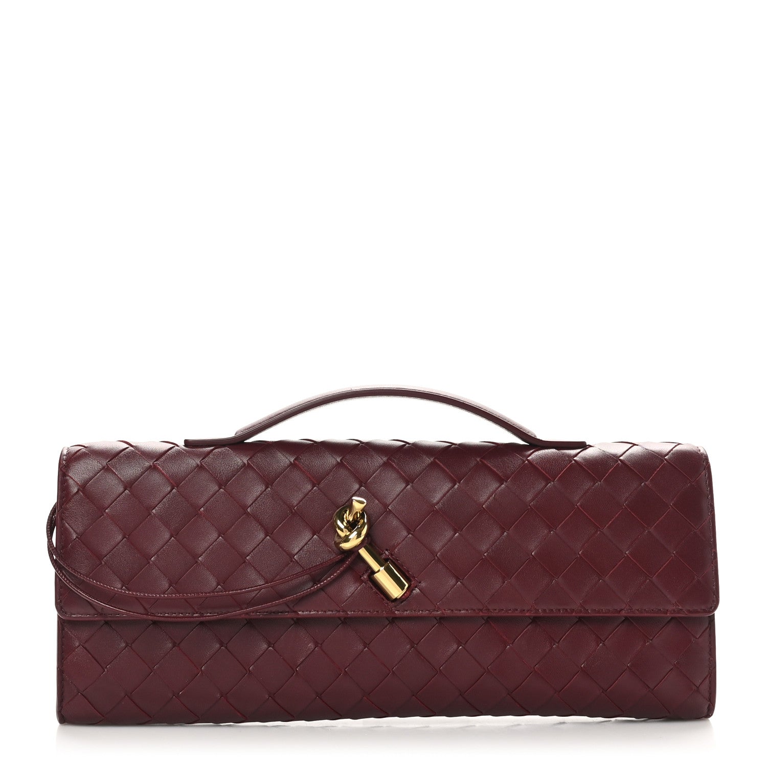 Bottega Veneta Nappa Intrecciato Long Andiamo Top Handle Clutch Barolo 1 of 7