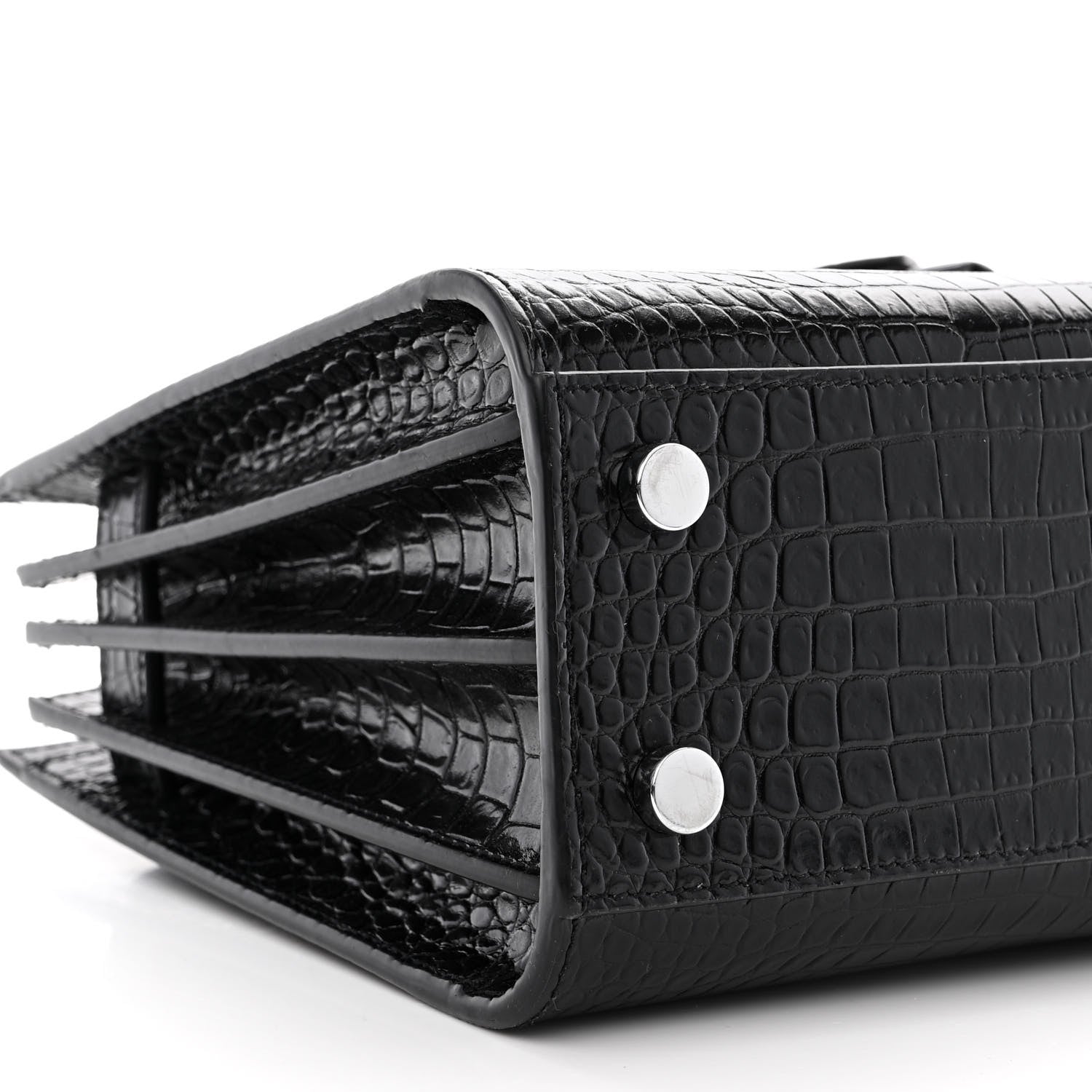 Saint Laurent Calfskin Crocodile Embossed Nano Sac De Jour Black 9 of 14
