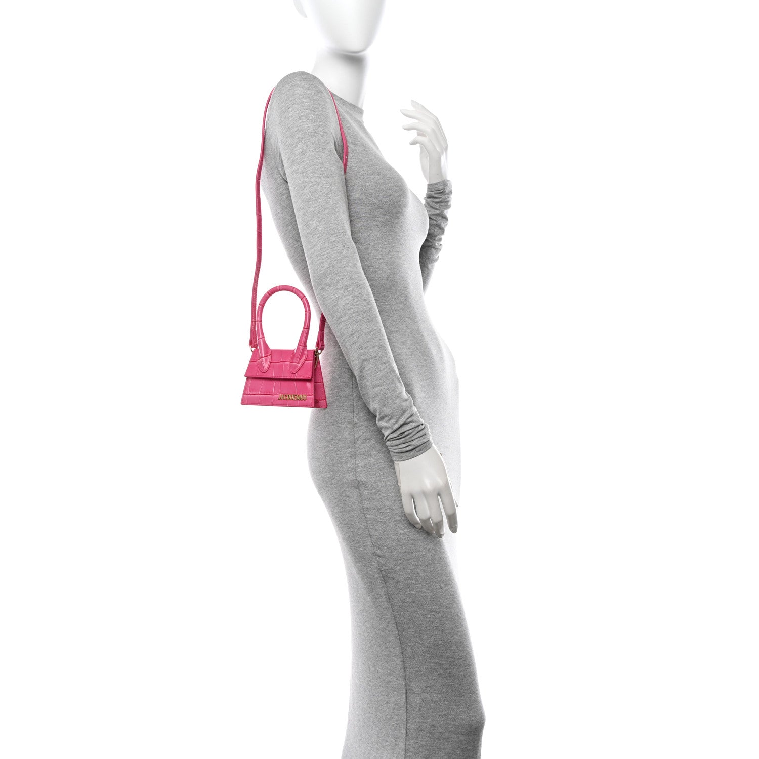 Jacquemus Calfskin Crocodile Embossed Le Chiquito Pink 2 of 11