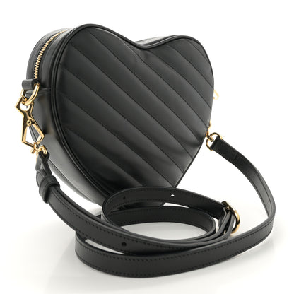Gucci Calfskin Matelasse Diagonal Mini Interlocking G Heart Shoulder Bag Black 3 of 11