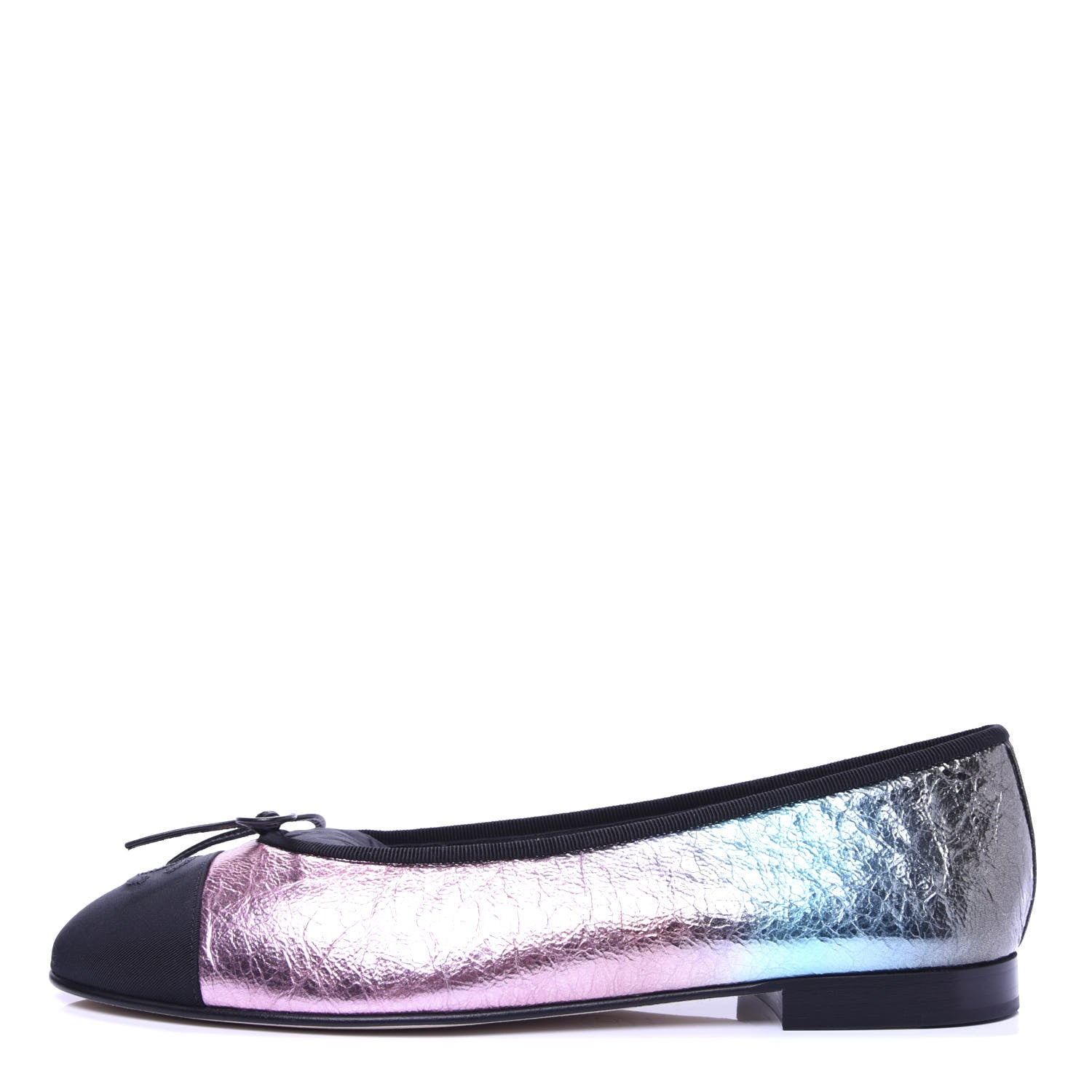 Chanel Laminated Calfskin Grosgrain Cap Toe CC Ballerina Flats 41 Multicolor Black 1 of 10