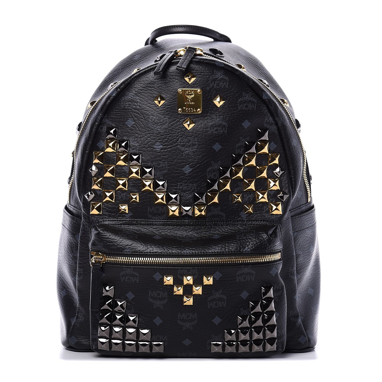 MCM Visetos Studded Medium Stark M Backpack Black 1 of 8