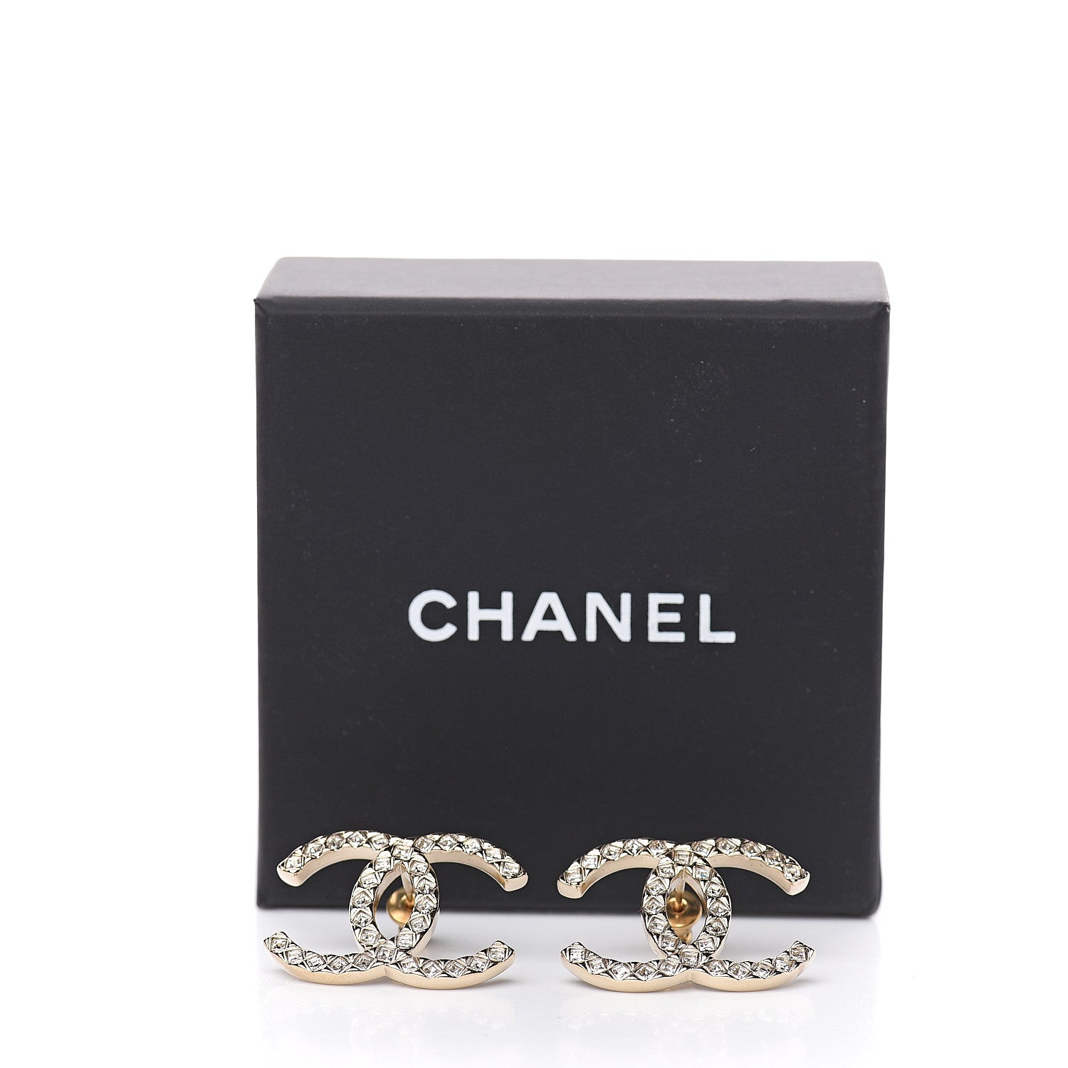 Chanel Baguette Crystal High Society CC Earrings Gold 5 of 5