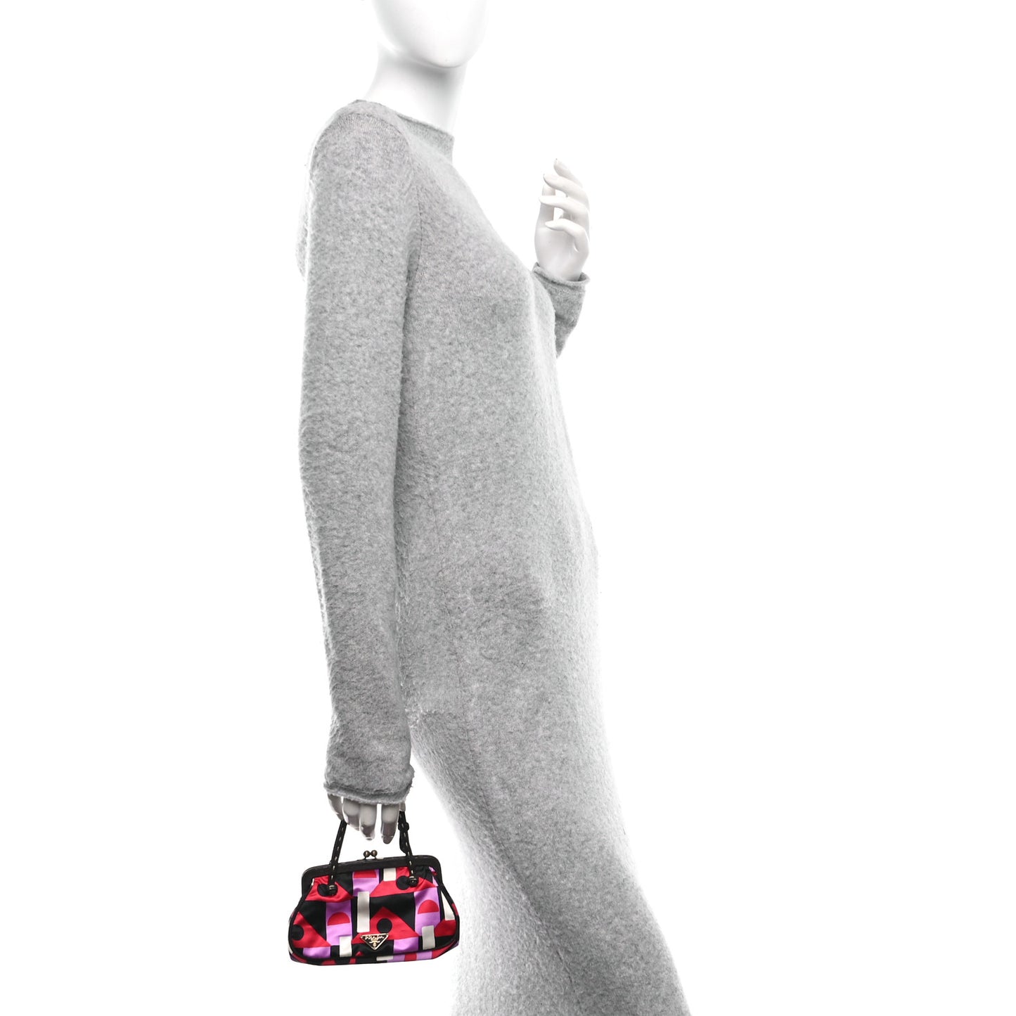 Satin Geometric Kisslock Clutch Multicolor