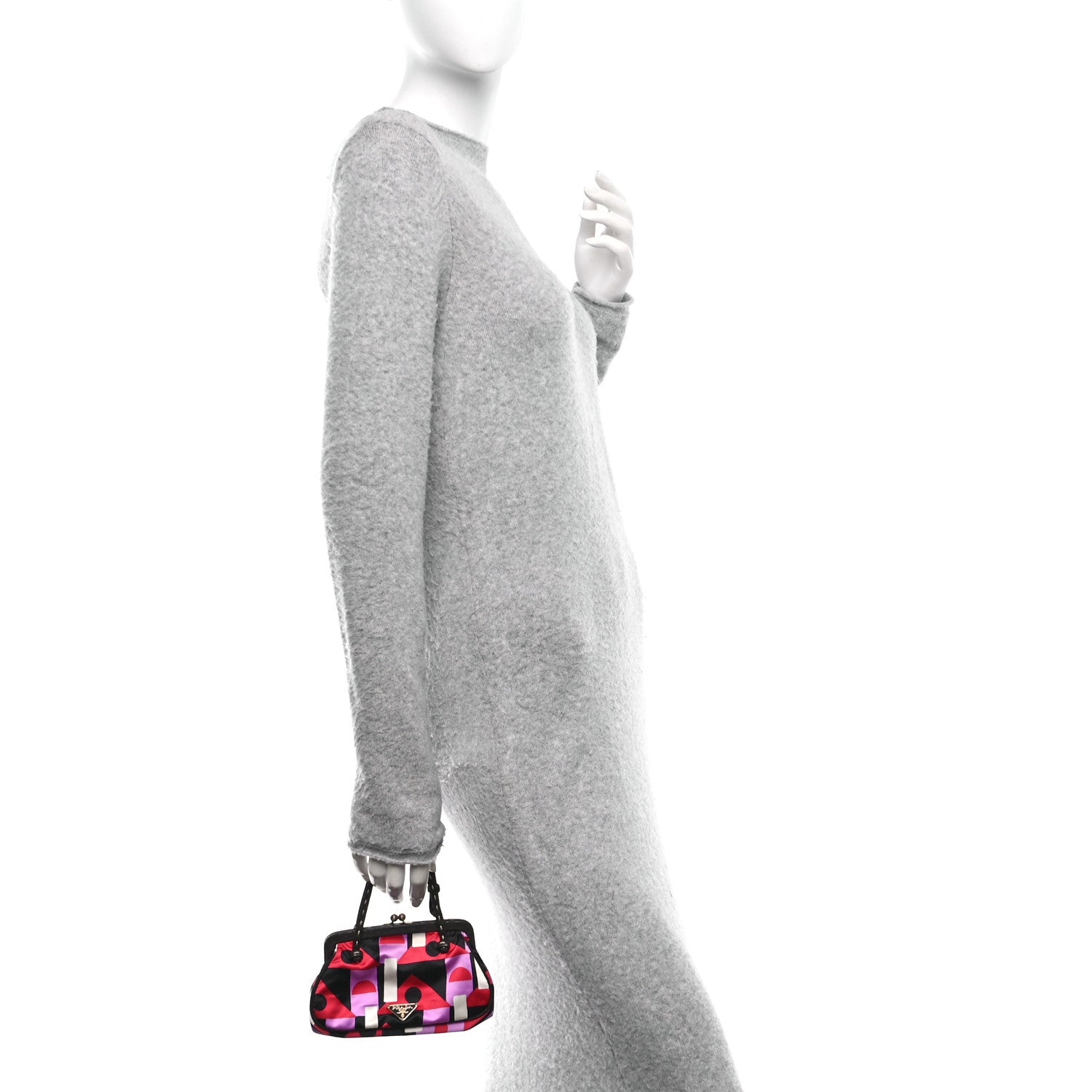 Prada Satin Geometric Kisslock Clutch Multicolor 2 of 10