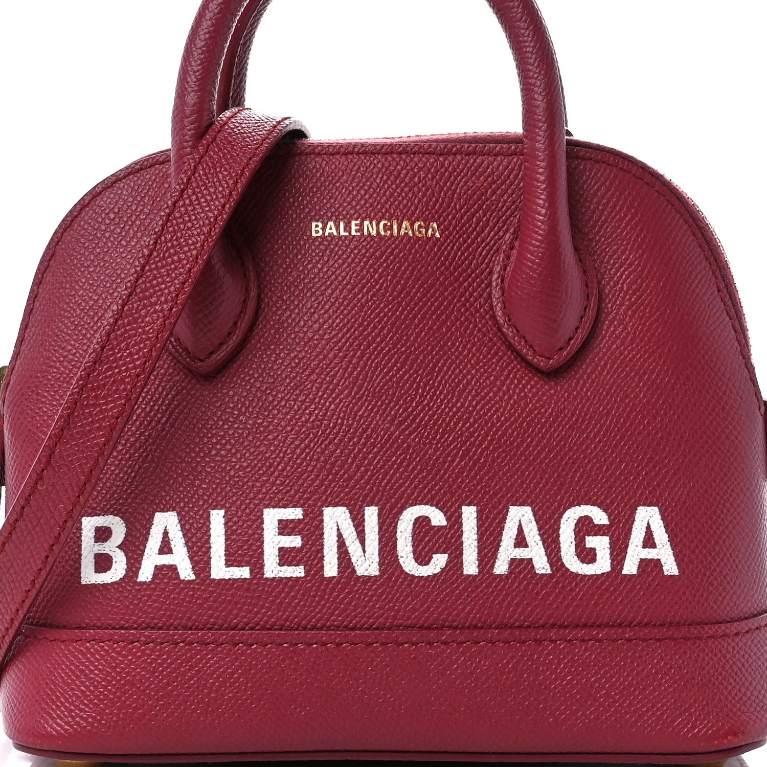 Balenciaga Signature Grained Calfskin Logo XXS Ville Top Handle Bag Rouge Grenat White 8 of 16