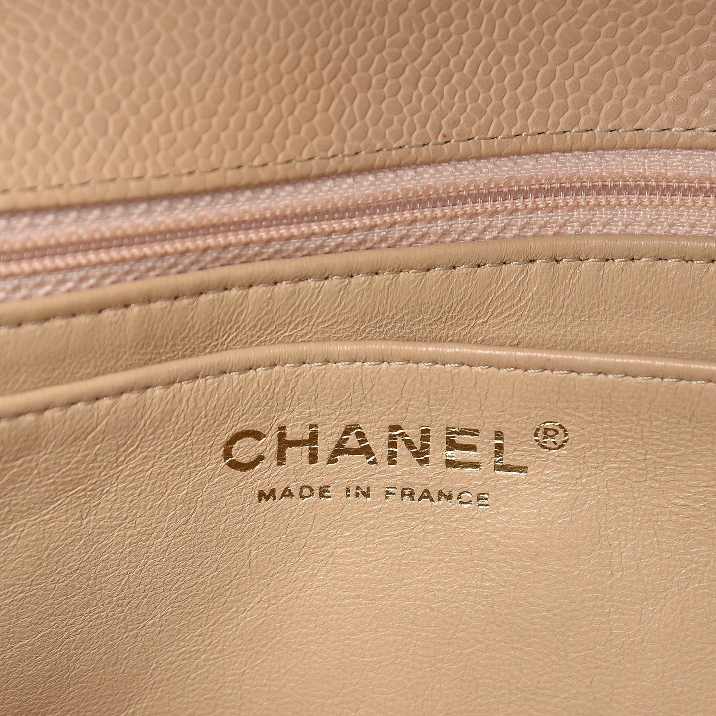 Caviar Quilted Jumbo Single Flap Beige Clair