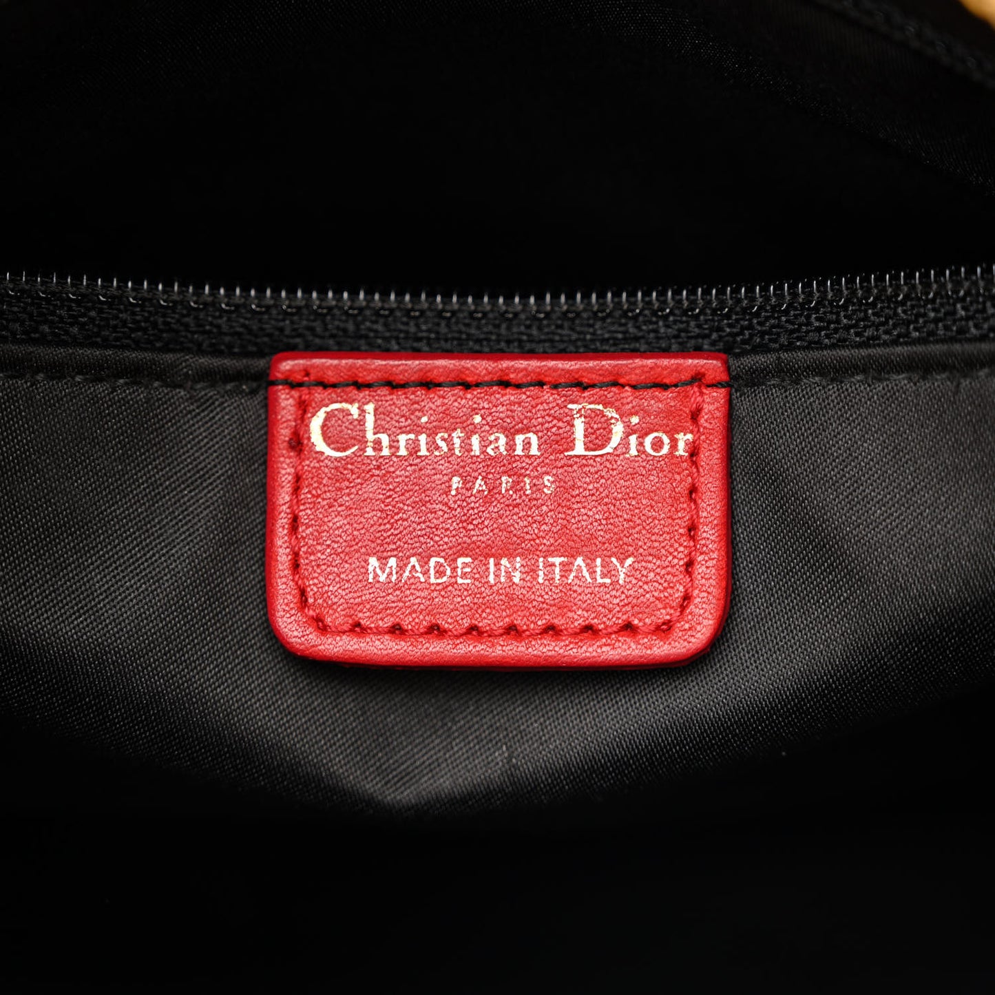 Calfskin Laser Cut Medium Lady Dior Red