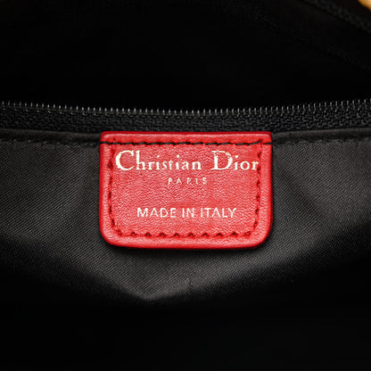 Christian Dior Calfskin Laser Cut Medium Lady Dior Red 6 of 14