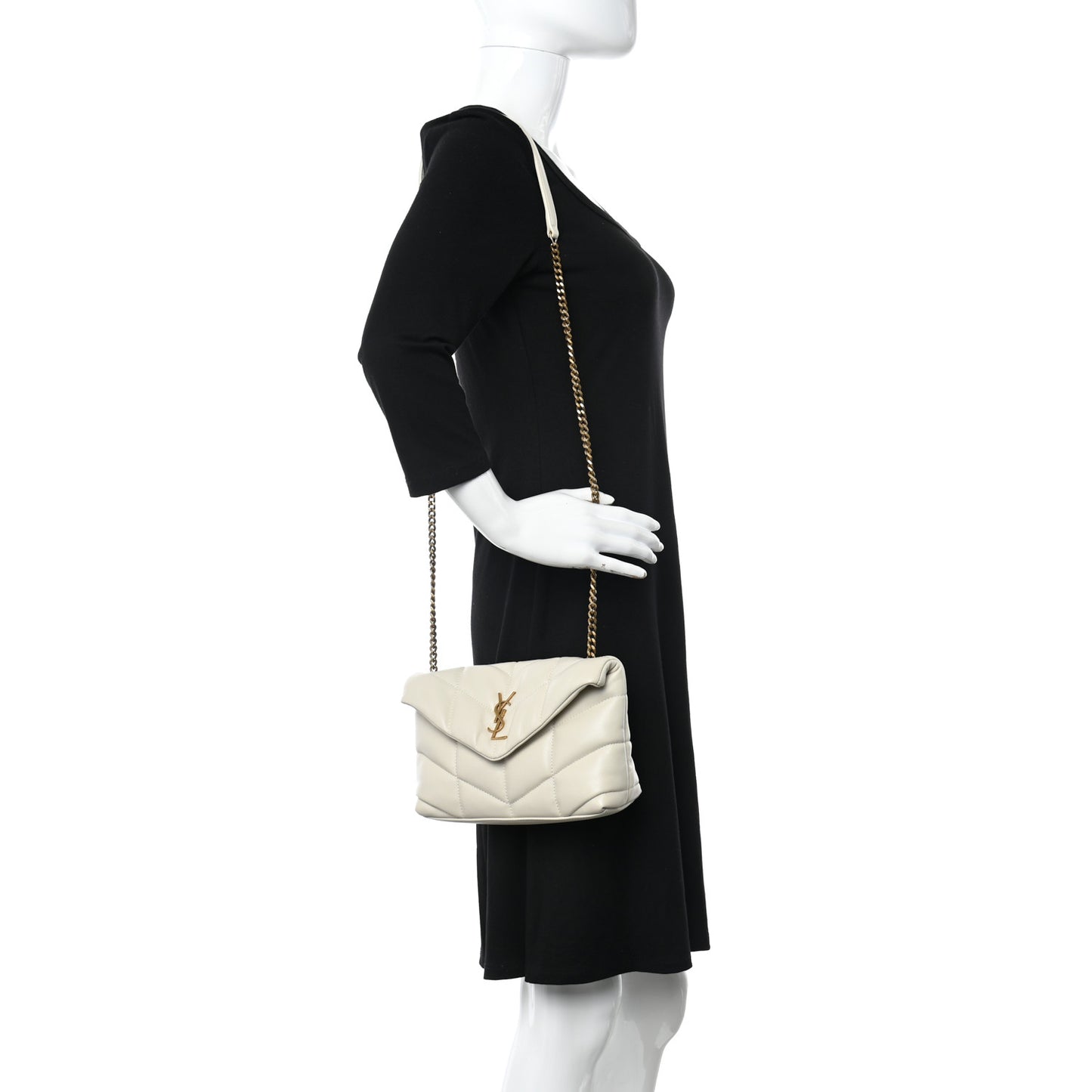 Lambskin Quilted Toy Loulou Puffer Monogram Chain Satchel Crema Soft