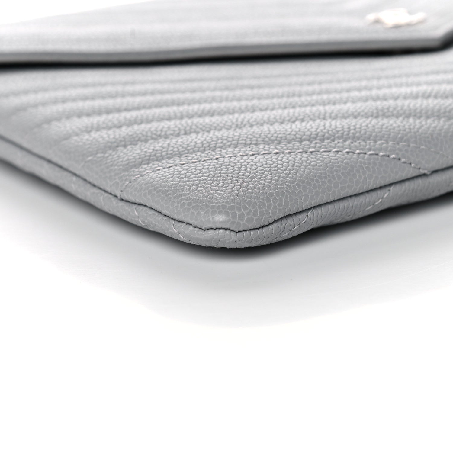 Chanel Caviar Chevron Quilted Small Statement Pouch Grey 8 of 10