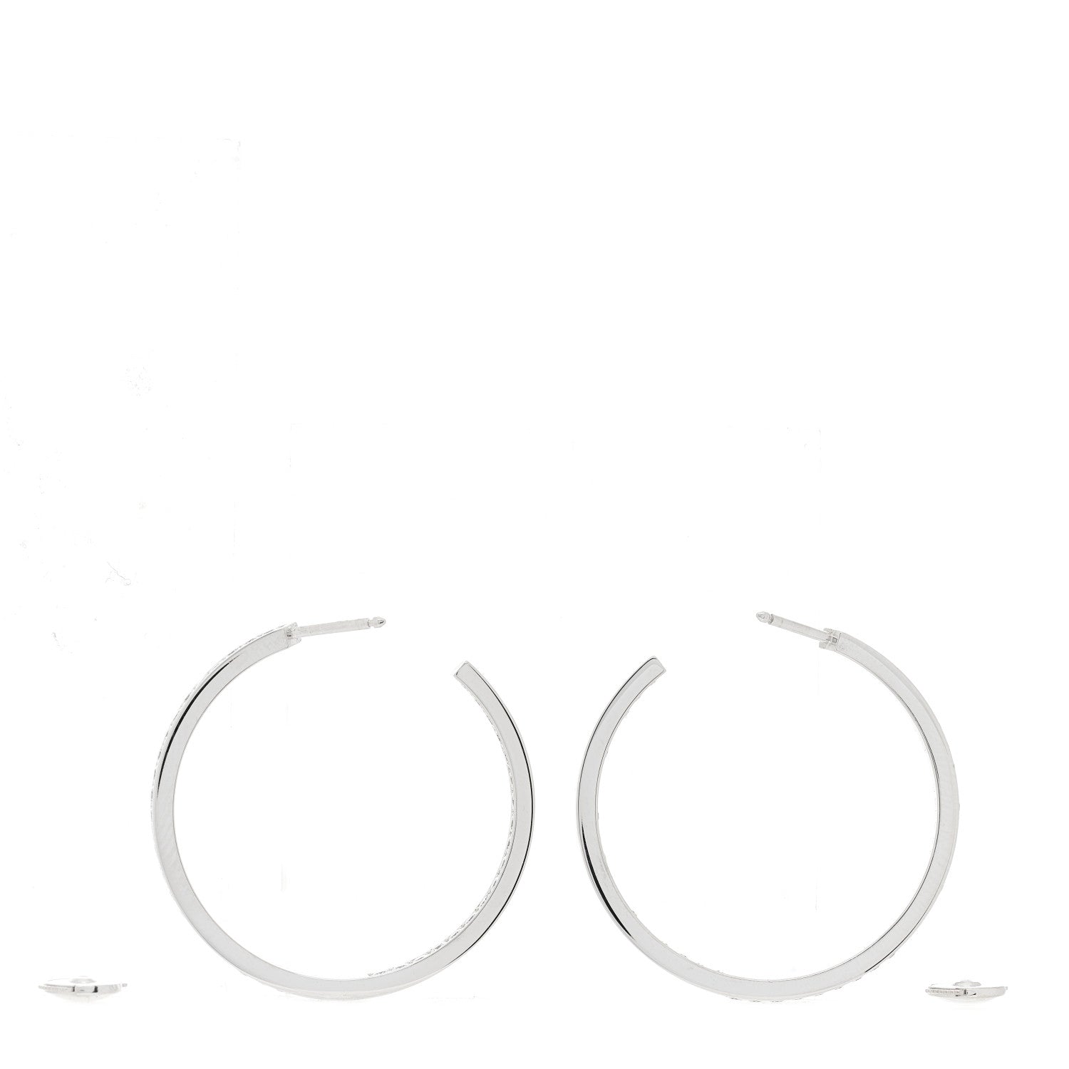 Cartier 18K White Gold Diamond LM Inside Out Hoop Earrings 2 of 6