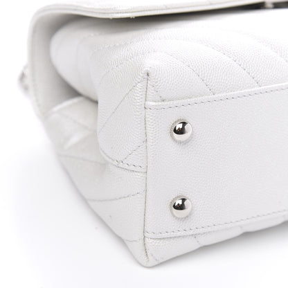 Chanel Iridescent Caviar Chevron Quilted Mini Coco Handle Flap White 10 of 12