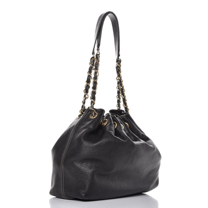 Chanel Grained Calfskin CC Drawstring Bucket Bag Black 4 of 9