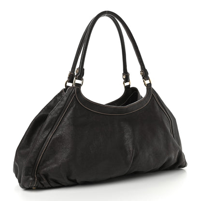 Gucci Calfskin Large D Gold Ring Shoulder Bag Chocolate 3 of 16