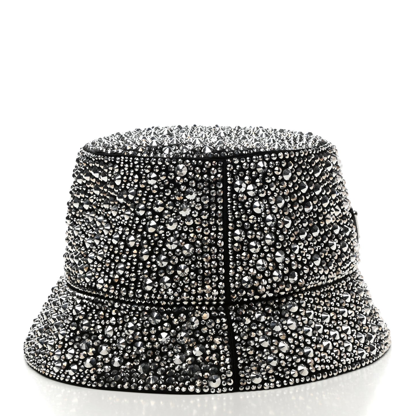 Satin Crystal Metal Triangle Logo Womens Bucket Hat M Metal
