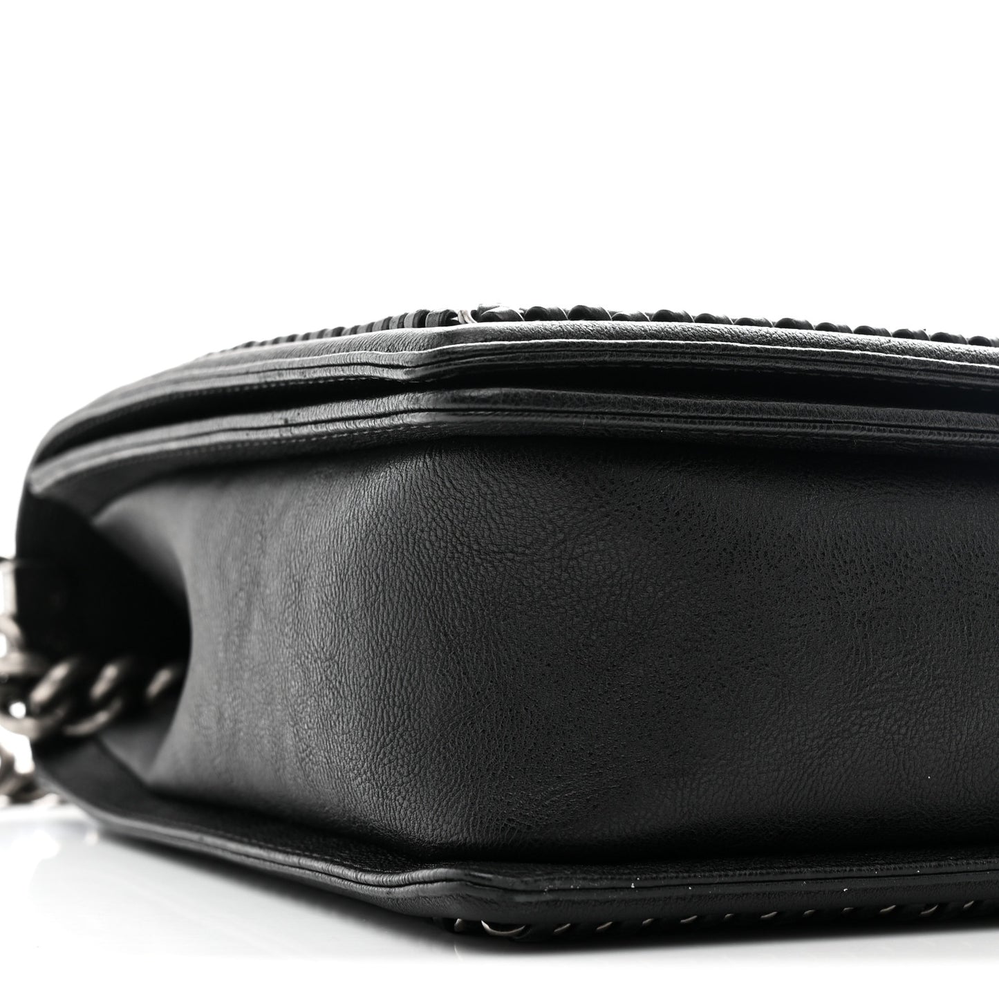 Calfskin Quilted Large Boy Top Handle Flap Black