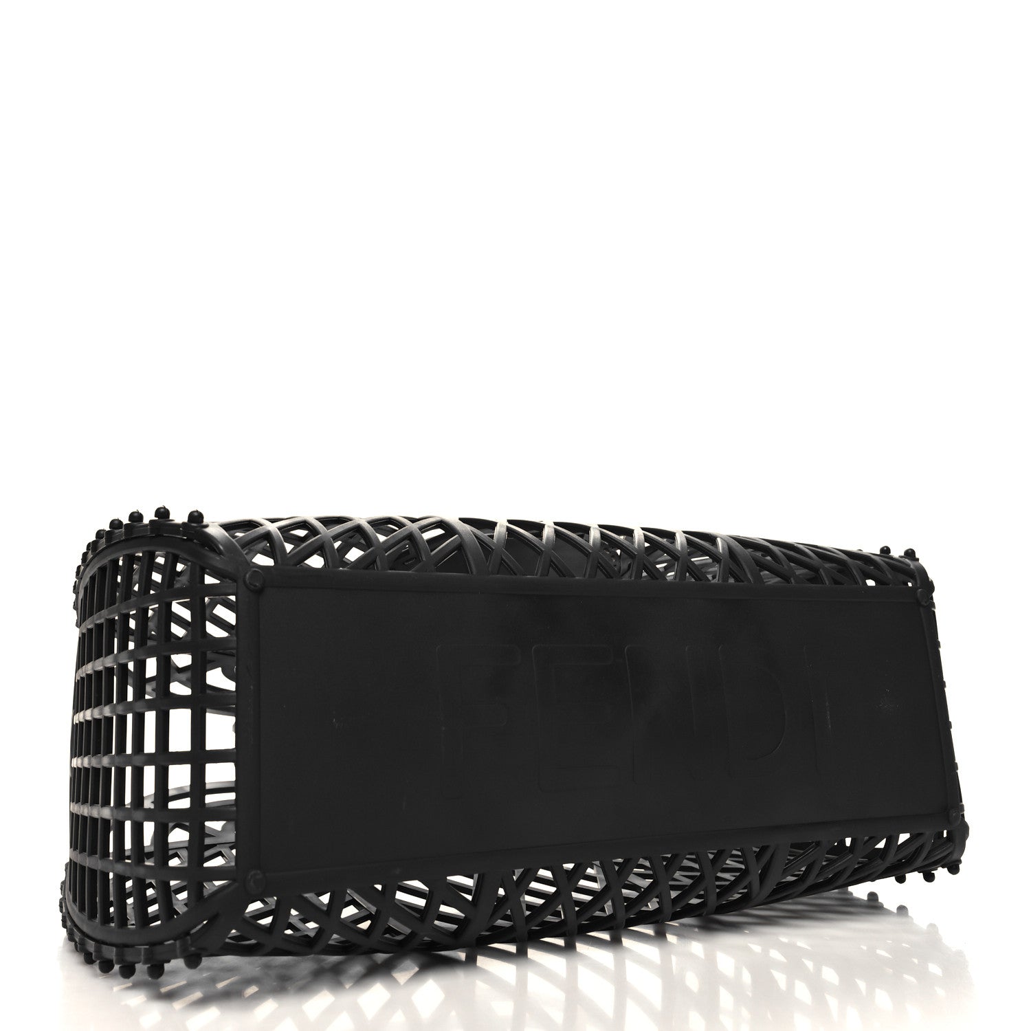 Fendi Recycled Plastic Vitello Liberty Matte Medium Fendi Basket Black Miele Scuro 4 of 12