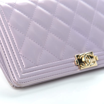 Chanel Metallic Patent Calfskin Quilted Boy Yen Wallet Purple 9 of 12