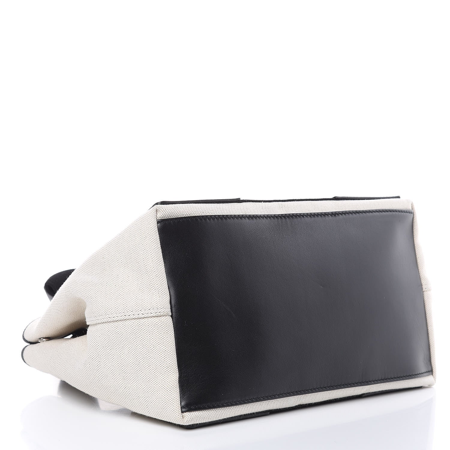 Balenciaga Cotton Canvas Satin Calfskin S Navy Cabas Natural Black 5 of 11