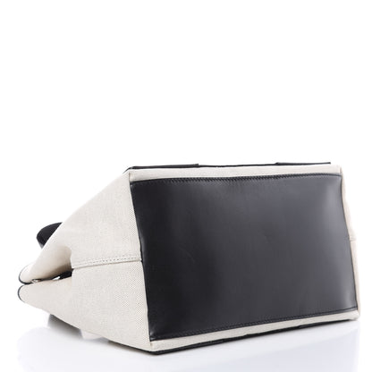 Balenciaga Cotton Canvas Satin Calfskin S Navy Cabas Natural Black 5 of 11