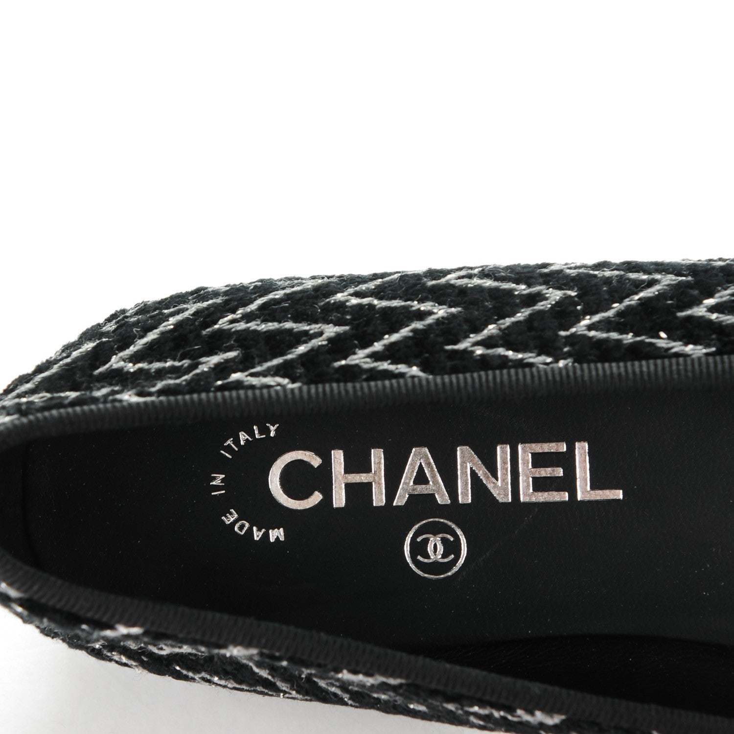 Chanel Tweed Ballerina Flats 39.5 Black Silver 7 of 7