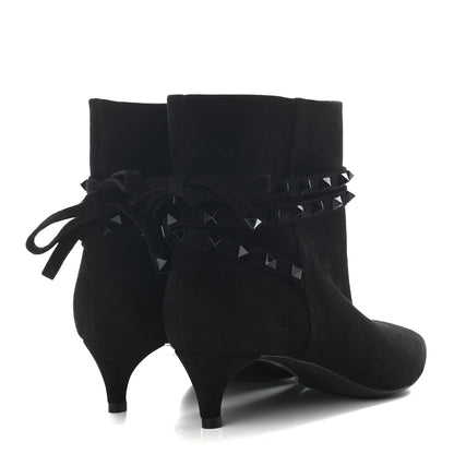 Valentino Garavani Suede Rockstud Flair 85 Ankle Booties 36 Black 4 of 8