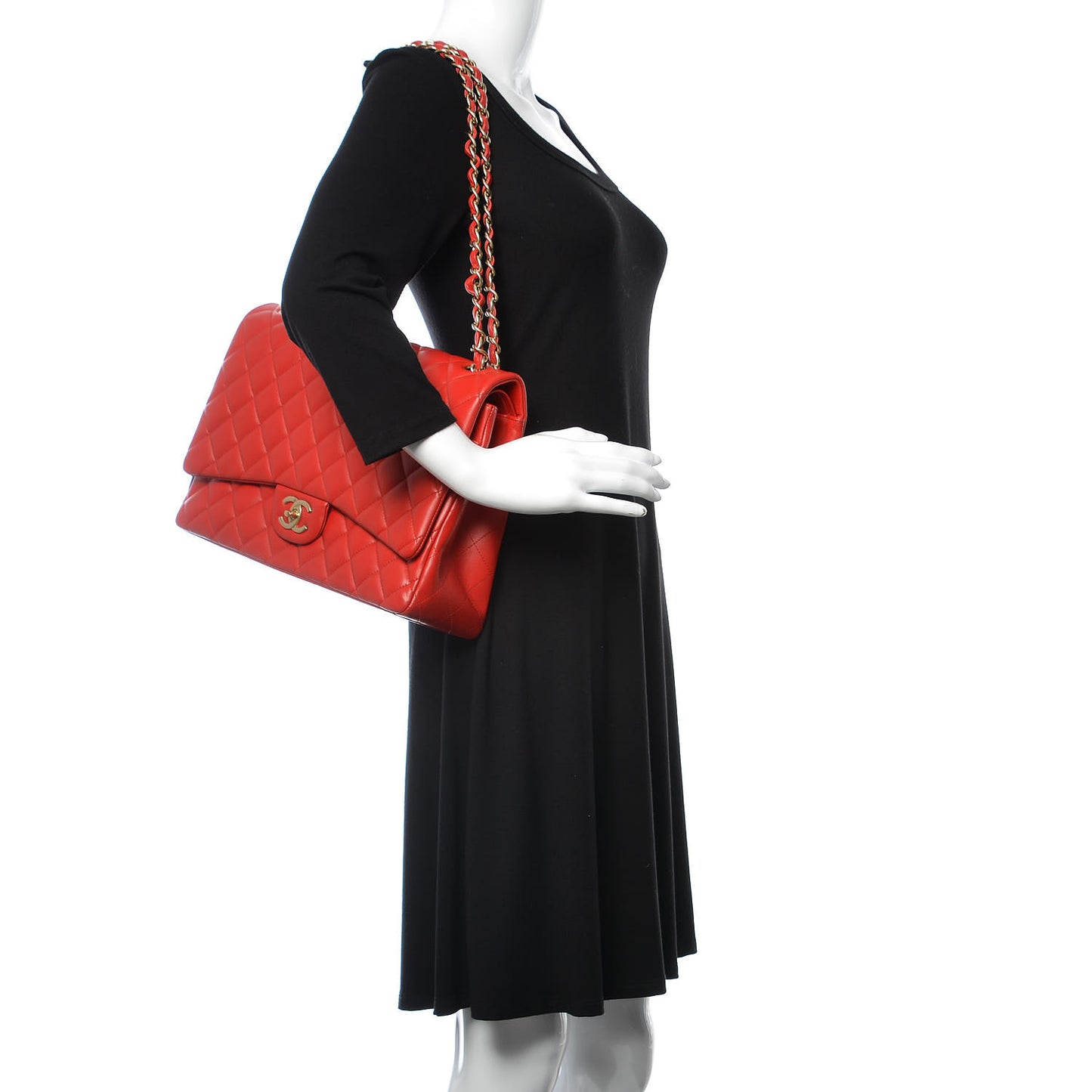 Lambskin Quilted Maxi Double Flap Red