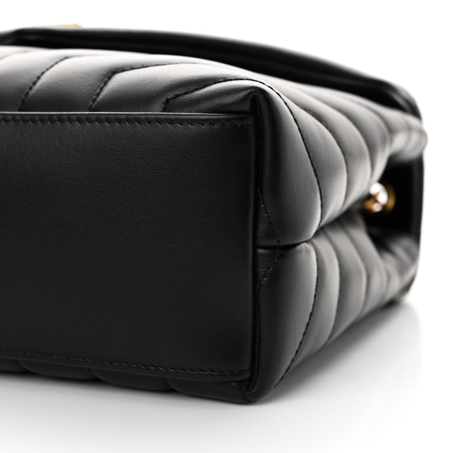 Calfskin Y Quilted Monogram Small Loulou Chain Satchel Black