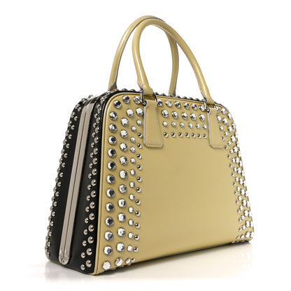 Prada Saffiano Lux Crystal Pyramid Bag Talco Black 3 of 9