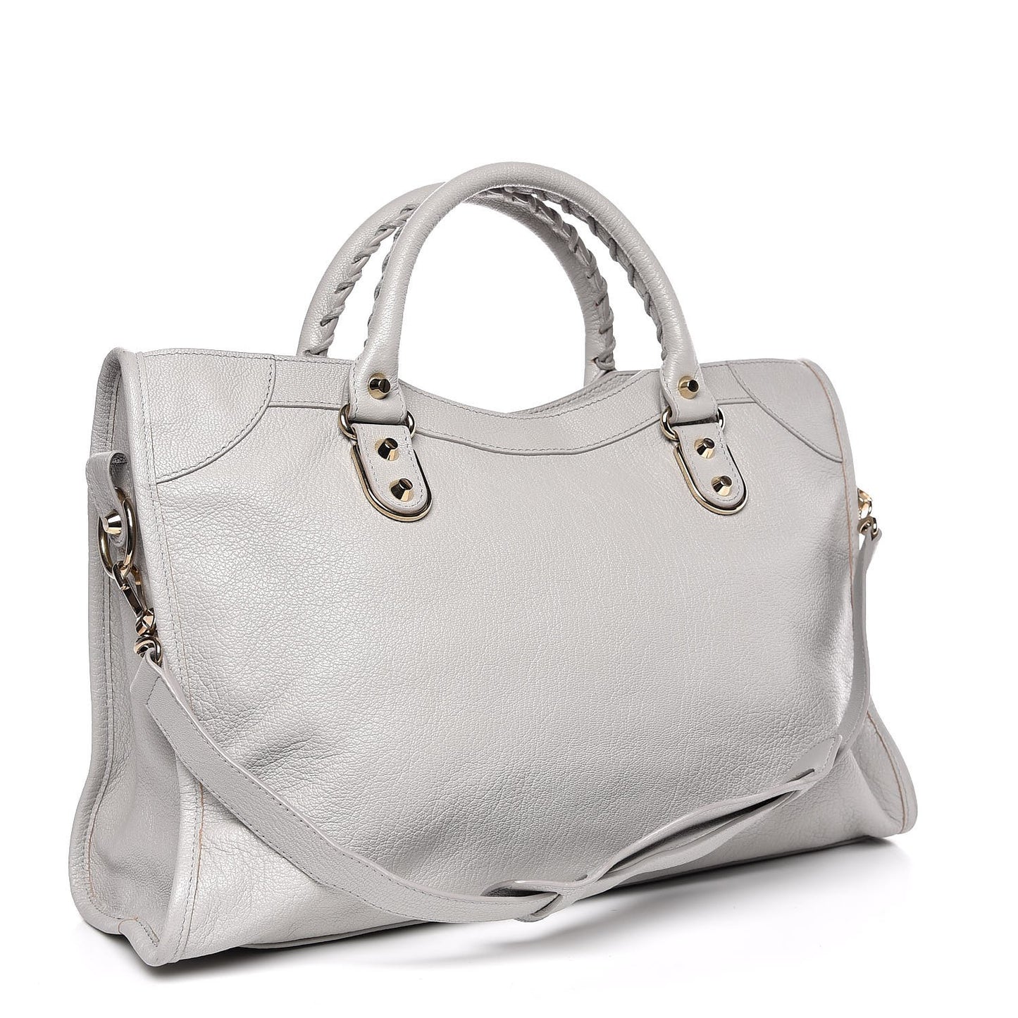 BALENCIAGA Chevre Gold Metallic Edge City Gris Perle